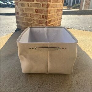 Beige Fabric Storage Bin